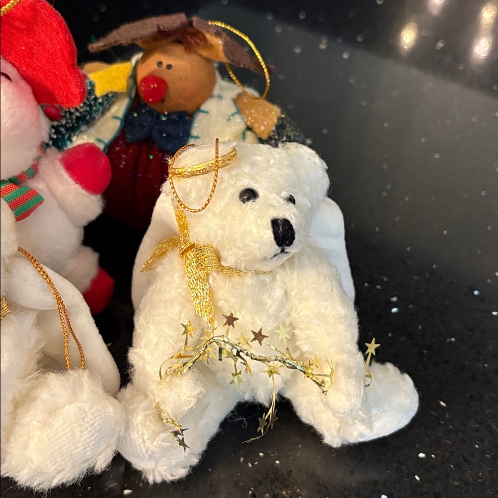 BUNDLE/7 Plushie Boyds Hinged Angel Bears Brocade Santa Roly Poly Rudolphs - Picture 5 of 16